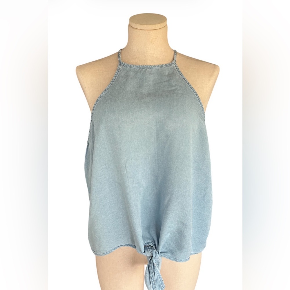 Calvin Klein Jeans Soft Denim Halter Tie Front Tank